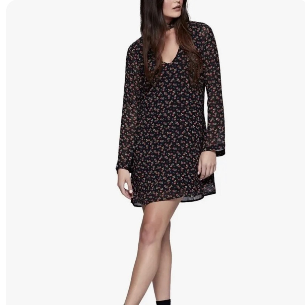 $129 Sanctuary XS Black Rose Floral Choker Shift Dress XSmall